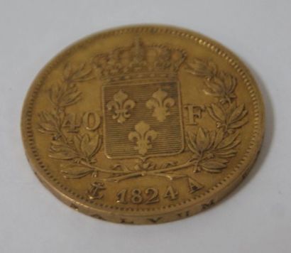 null Pièce de 40 francs en or "Charles X", 1824. Poids : 12,87 g