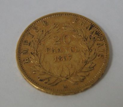 null Pièce de 20 francs or Napoléon III, 1857. Poids : 6,40 g