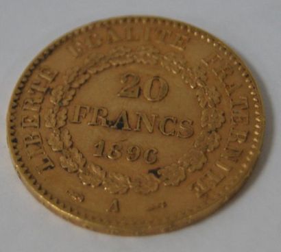 null Pièce de 20 francs or, 1896. Poids : 6,49 g