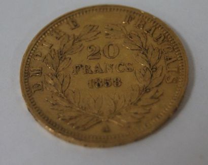 null Pièce de 20 francs or Napoléon III, 1858. Poids : 6,45 g