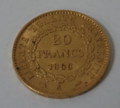 null Pièce de 20 francs or, 1886. Poids : 6,44 g