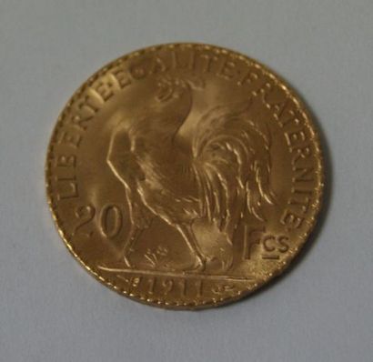 null Pièce de 20 francs or, 1911. Poids : 6,44 g