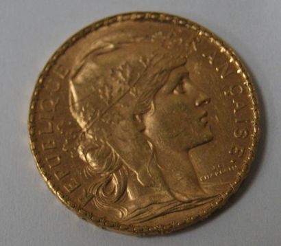 null Pièce de 20 francs or, 1908. Poids : 6,45 g
