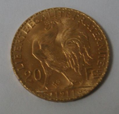 null Pièce de 20 francs or, 1911. Poids : 6,47 g