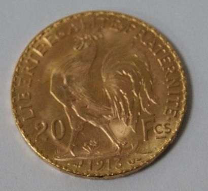 null Pièce de 20 francs or, 1913. Poids : 6,46 g