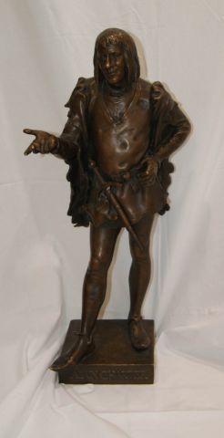 null ALPHONSE MONCEL ( 1866-1930 ) "Alain Chartier" Bronze à patine brune 2, porte...