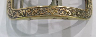 null Paire de boucles de chaussures en argent plaqué d'or. Deuxième Coq (1809-1819),...