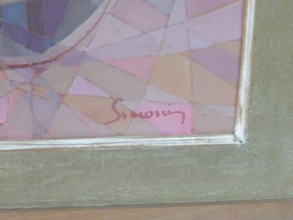 null GEORGES SIMONIN "Nature morte cubiste" , huile sur toile , signé en bas à droite....