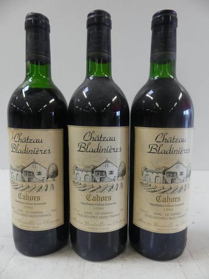 null 3 bouteilles de Château Blodinières 1990 Cahors Récoltant le Vignon