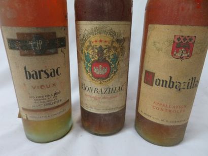 null Lot de 3 bouteilles : 2 Montbazillac (dont 1 de 1951) et une de Vieux Barsac...