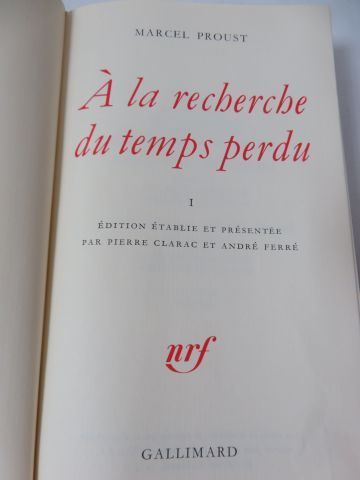 null LA PLEIADE, Marcel Proust, "A la recherche du temps perdu", tome 1, 1954.