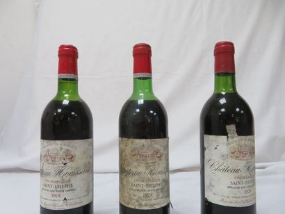 null 3 bouteilles de Saint Estèphe, Château Houissant, 1979. (LB et B, esla)