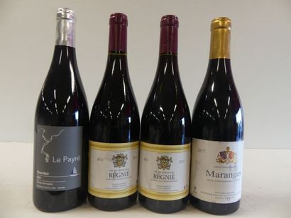 null Lot de 4 bouteilles : 1 Maranges 2017 Bourgogne Rouge Romuald Valot (étiquette...