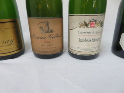 null Lot de 5 bouteilles : 2 de Vouvray, 1 de Crément d'Alsace, 1 de Crément de Limoux...