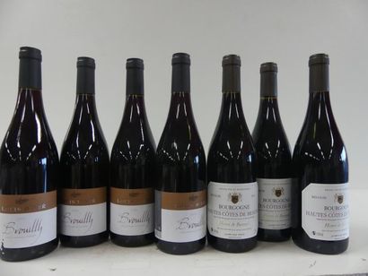 null Lot de 7 bouteilles : 3 Hautes Côtes de Beaune 2015 Henri de Bareuil ; 4 Brouilly...