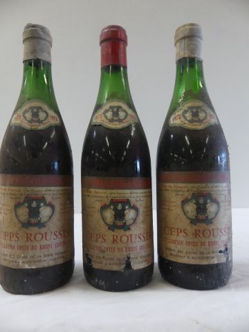 null 3 bouteilles de La Reine Pédauque 1970 Ceps du Roussillon Réserve de la Cave...
