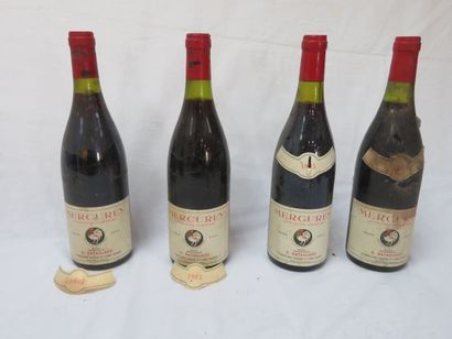 null 4 bouteilles de Mercurey, Bataillard, 1985. (LB, 2 étiquettes décollées, une...