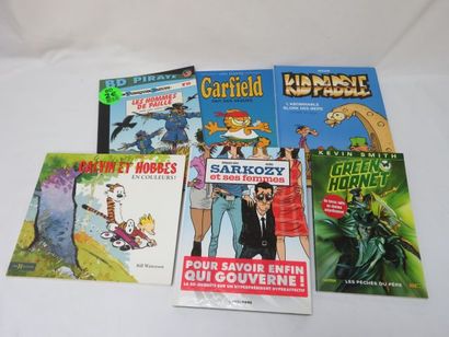 null Lot de 6 bandes dessinées (souples et rigides) : Sarkozy, Garfiedl, Lidd Paddle,...
