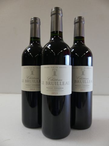 null 3 bouteilles de Pessac Léognan 2013 Château Le Bruilleau Grand Vin de Grave...