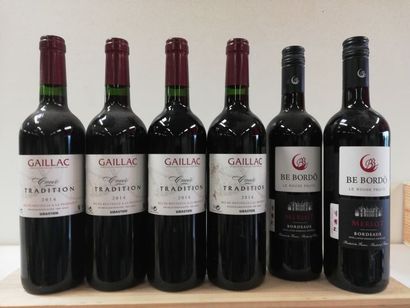 null Lot de 6 bouteilles : 4 Gaillac 2014 La Cuvée Tradition La Bastide ; 2 Bordeaux...