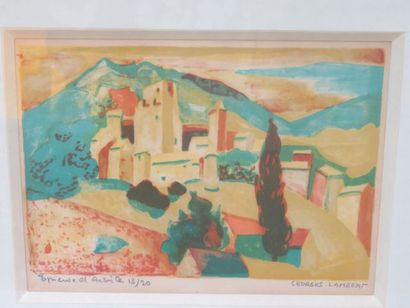 null Georges LAMBERT "Paysage provençal" Lithographie en couleurs. Signée au crayon,...