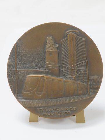 null Médaille en bronze, pour le tram-train de Mulhouse. 8 cm
