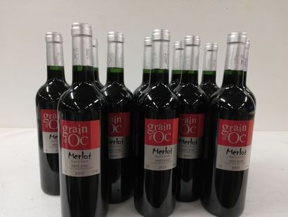 null 12 bouteilles de Merlot Rouge 2017 Le Grain d'Or IGP 13,5 % vol.