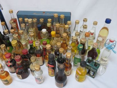 null Lot comprenant une cinquantaine de mignonettes d'alcools divers (dont un coffret...