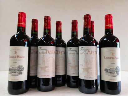 null Lot de 8 bouteilles : BTLES : 2 Lalande de Pomerol 2014 Appellation Lalande...