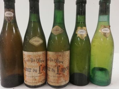 null Lot de 5 bouteilles : 2 coteaux Layon 1966. 375 ml Tire bouché R.Ménard;1 coteaux...
