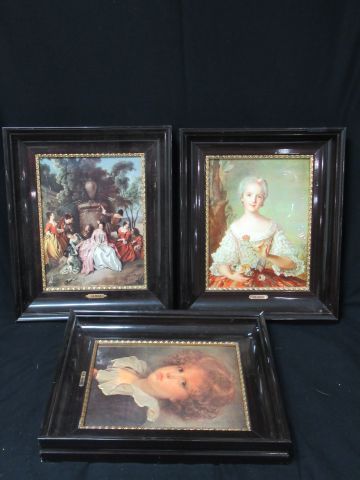 null Set of 3 plates (Helca style), featuring reproductions of paintings (after Pater,...