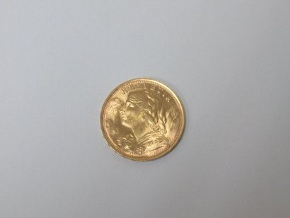 null Pièce de 20 Francs or, Suisse , 1947 ,B.Poids 6,38 g. TBE