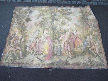 null Wool embroidery, depicting a genre scene in the taste of the 17th century. 137...