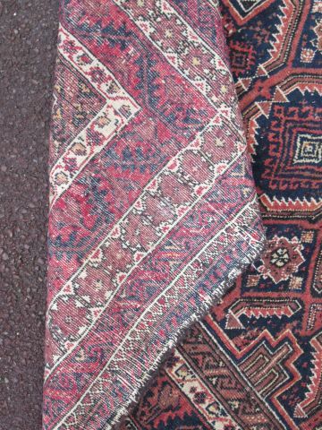 null ORIENT Wool carpet, geometrically decorated on ochre background. 200 x 110 cm...