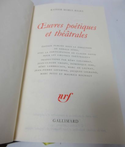 null LA PLEIADE, Rilke, "Poetic and Theatrical Works", 1997