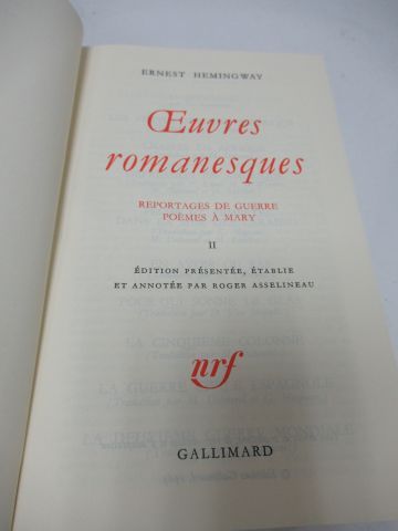 null LA PLEIADE, Hemingway, "Œuvres romanesques, tome 1 et 2, 2010