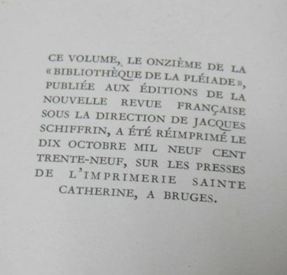 null LA PLEIADE, Rousseau, "Confessions-Rêverie", 1939. (porte un ex-libris)