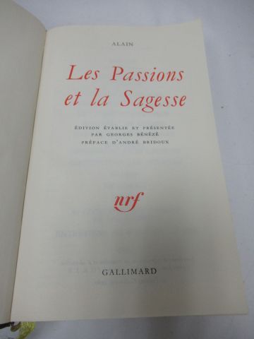 null LA PLEIADE, Alain, "Les Passions et la Sagesse", 1972