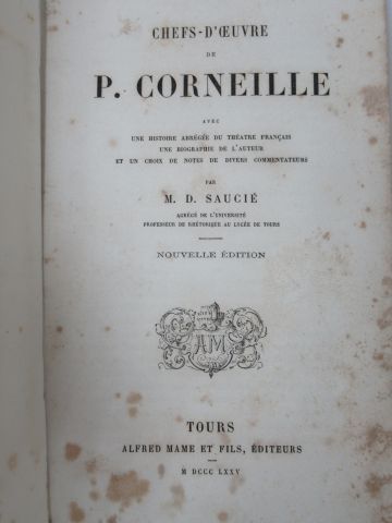 null "Chef d'Œuvres de Corneille" Mame, 1875. Illustré de gravures. (rousseurs) On...