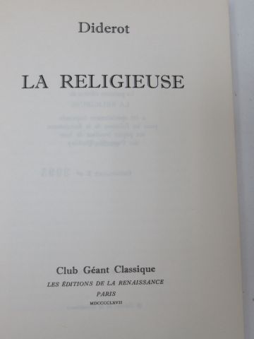 null DIDEROT "La Religieuse" Editions de la Renaissance, 1967. Exemplaire numéro...