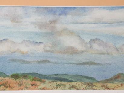 null FROMENT "Paysage du Midi" Aquarelle. SBD. 16 x 26 cm Encadrée sous verre. 42...