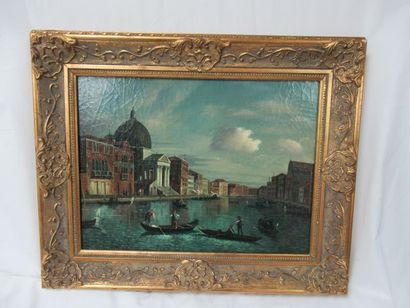 null ALBI "Vue de Venise" Huile sur toile marouflée panneau. SBD. 30 x 40 cm Cadre...