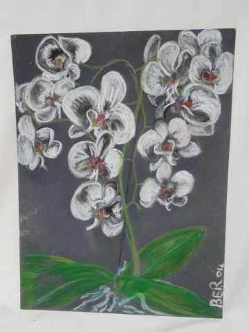 null BEROU "Still life with flowers". Pastel. Sheet. 39 x 29 cm