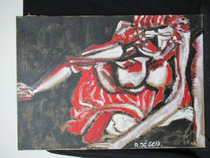 null R.JEGOU "Model I" Acrylic on canvas. SBD, countersigned and titled on the back....