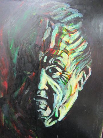 null RAYM (Raymond JEGOU) "Portrait homme" Huile et acrylique sur toile. SBG, titré...