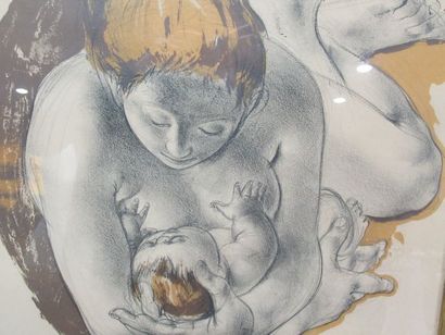 null Modern school "Maternity" Colour lithography. Bears a signature in pencil, numbered....