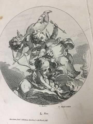 null Lithographie d'après François BOUCHER (1703-1770) " Le Feu" Chez Marchant Editeur...