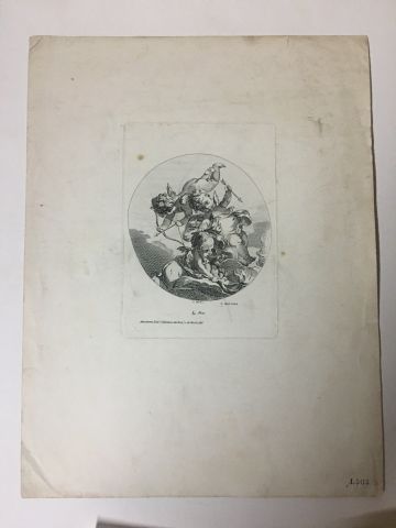 null Lithograph after François BOUCHER (1703-1770) "Le Feu" Chez Marchant Editeur...