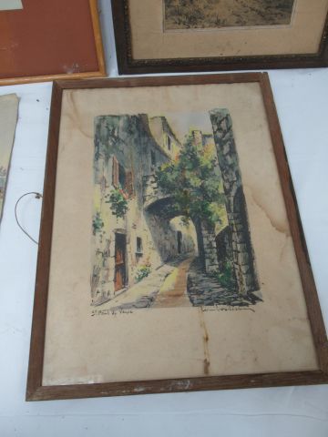 null French School of Xxe, lot including 2 watercolours and 2 drawings. From 29 to...