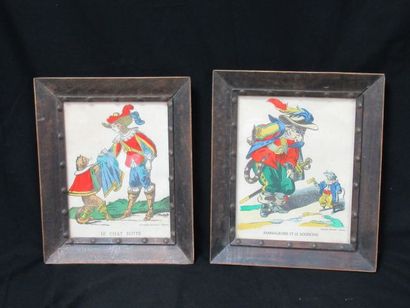 null PELLERIN Pair of images of Epinal, from the Fables. Frames in natural wood....